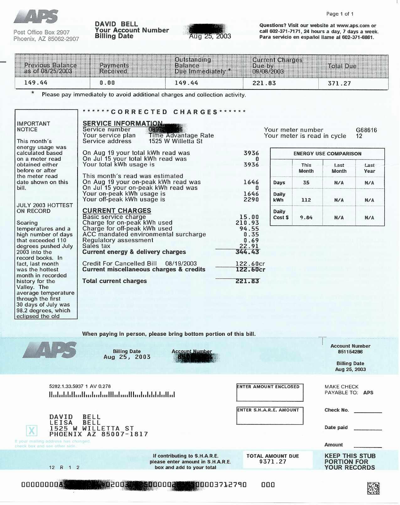 aps electric bill pay